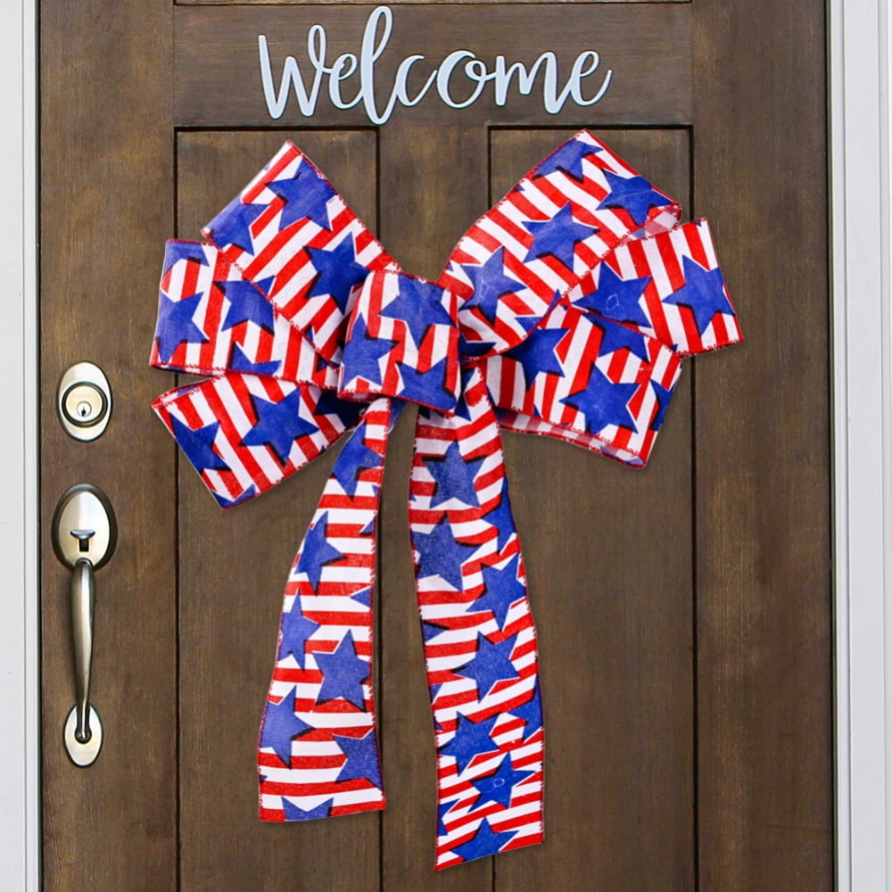 Americana Decorations Patriotic Gift Bow USA bow Patriotic Bow for wreath July 4th Bow for Wreath USA Tree Topper Red White Blue bow Patriotic Door Bow 