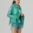 thumbnail image 2 of Hauaitttt Sequin Fringe Jacket Shiny Disco Outfit Theme 90s Streetwear Jacket Glitter Tassel Coat Woman's Clothes Women Open Jackets Womens Autumn Winter Jacket Casual Outwear Womens Outfits Casual, 2 of 5