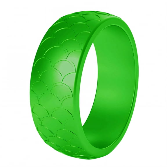 DESIGNICE Silicone Rings for Him,Soft-Skin Fit Rubber Rings,Elastic Structure Men Silicone Wedding Bands,Green