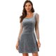 thumbnail image 1 of Disfraz de navidad Minivestido Corto De Malla Transparente De Manga Larga Con Cuello Cuadrado De Terciopelo Y Estrella Brillante Para Mujer Gris L, 1 of 6