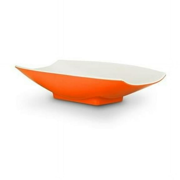 Bon Chef 53703-2ToneOrange 12 x 6.75 x 2.75 in. Melamine Curves Bowl with Orange Outside & White Inside, 32 oz - 1 quart