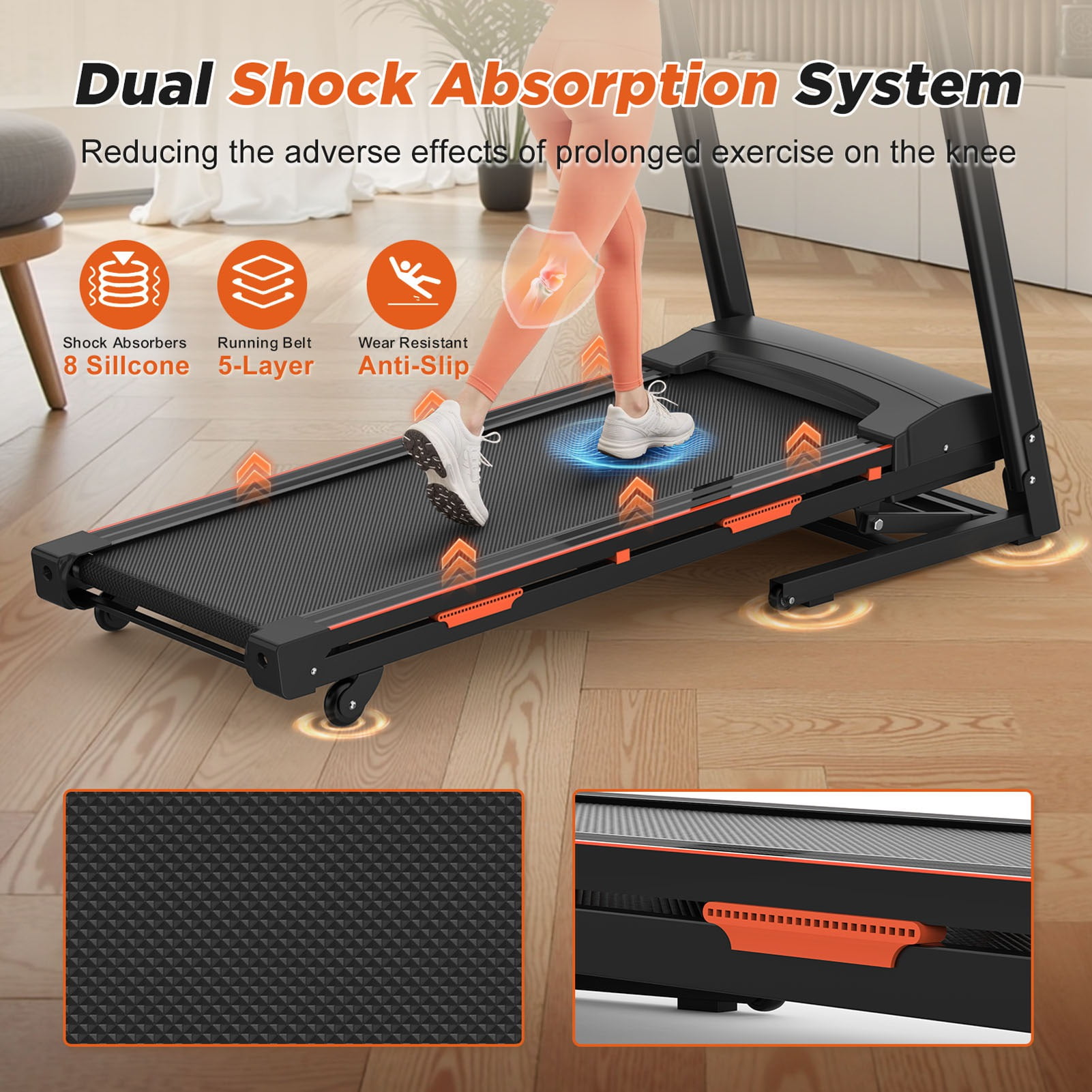 Folding Treadmill for Home, 3.25HP Quiet Brushless Treadmills with Handle 400 lbs Capacity, 15% Incline, LED Display & APP Control, Compact Foldable Walking Pad for Home Apartment Office