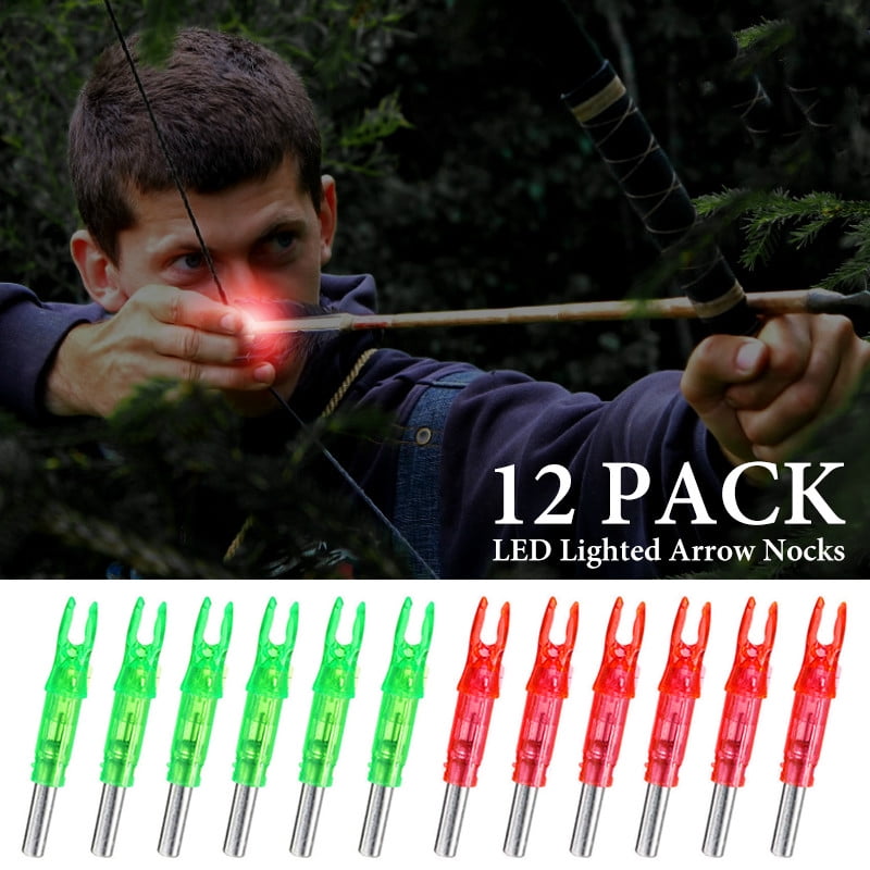 12PCS LED Lighted Arrow Nocks For Outdoor Hunting Compound Recurve Bow Archery 