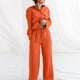thumbnail image 4 of Camisa Conjunto a juego de 2 piezas para damas Top elegante y pantalón de cintura alta Ropa diaria suelta sólida Cgtredaw Naranja M para Mujer, 4 of 6