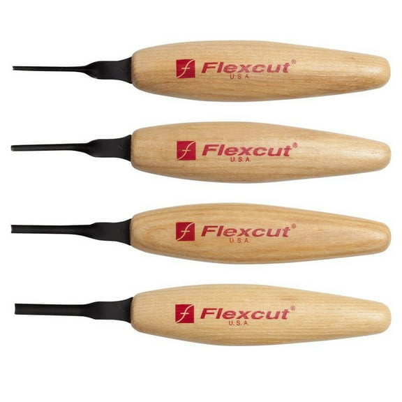 FLEXCUT Carving Tools, Sweep Micro Tool Set, Carbon Steel Blades, Set of 4 (MT300)