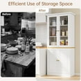 thumbnail image 4 of SELOOYE Kitchen Pantry Cabinet, 71" Modern Glass Display Cabinet with Wood Doors, Tall Storage Cabinet with Adjustable Shelves, Freestanding Cupboard for Living Room, Dining Room, Kitchen, White, 4 of 7