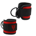 thumbnail image 4 of MT Red Ankle Straps  for Cable Machines, Steel Double D-Ring Neoprene Padded Gym Cuffs, Kickbacks Glute Leg Extensions Hip Abductors Workout, 4 of 5