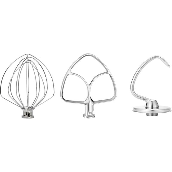 YANGLI Stainless Steel Accessories Set for KitchenAid 4.5-5 Qt Tilt-Head Mixer, Includes K45 Whisk, Flat Beater & Dough Hook, Dishwasher Safe