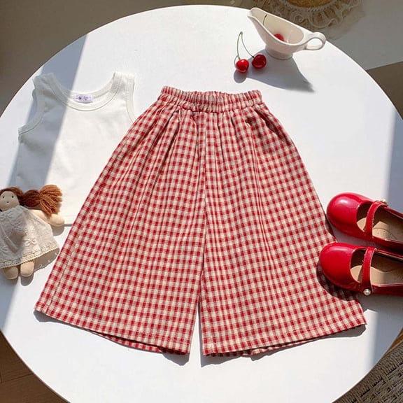 BXSRUTA Girls Wide Leg Pants Soft Breathable Casual Summer Pants Elastic Waist for Daily Wear