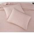thumbnail image 6 of Chezmoi Collection Madrid Herringbone Geometric Solid Cotton Lightweight Quilt, 3-Piece Quilt Set, Queen, Blush, 6 of 9