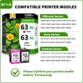 thumbnail image 3 of 63XL Ink Cartridge Combo Pack Compatible for HP 63 Ink 63XL Ink Cartridges Black/Tri-Color for OfficeJet 3830 3833 4650 4652 4655 5255 5258 Envy 4512 4520 DeskJet 1112 3630 (2 Pack), 3 of 8