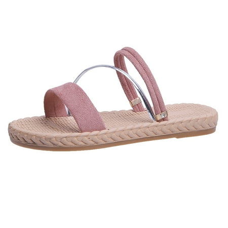 

QISIWOLE Sandals Women Breathable Non-slip Casual Espadrille Sandals Ladies Footwear Flat Beach Sandals Deals