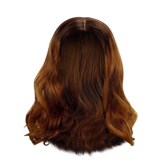 Pelucas con flequillo para mujeres, peluca ondulada suelta, peluca europea y para hombres, peluca hecha a máquina con fibra química, chal hasta los hombros, peluca marrón con cabello roto para hombres
