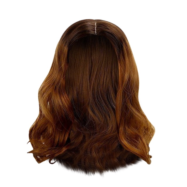 Pelucas con flequillo para mujeres, peluca ondulada suelta, peluca europea y para hombres, peluca hecha a máquina con fibra química, chal hasta los hombros, peluca marrón con cabello roto para hombres