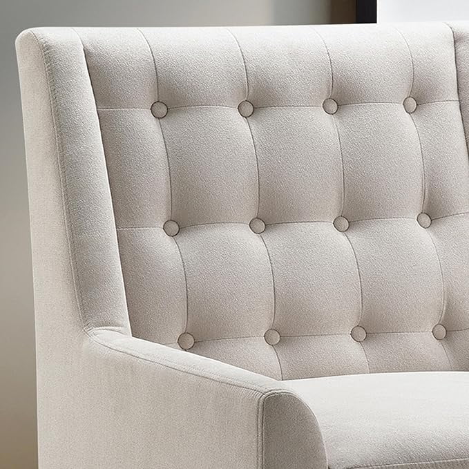 BSHTI modern style Tufted Upholstered Loveseat,with Removable Back Cushions,Sturdy Construction,Linen Blend Upholstery,Square Arm