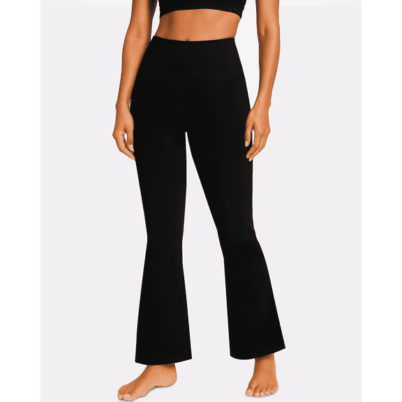 GymCope Women's Petite Flare Leggings, Yoga Pants for Women, Workout Leggings for Women, Casual Bootcut Pants, Black M