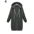 thumbnail image 3 of Sixtyshades Fashion Women Full Zip Up Long Hoodies Casual Hoodie Cardigan Plus Size Hooded Jackets Coats with Pockets (Size 2XL, Light Gray), 3 of 8