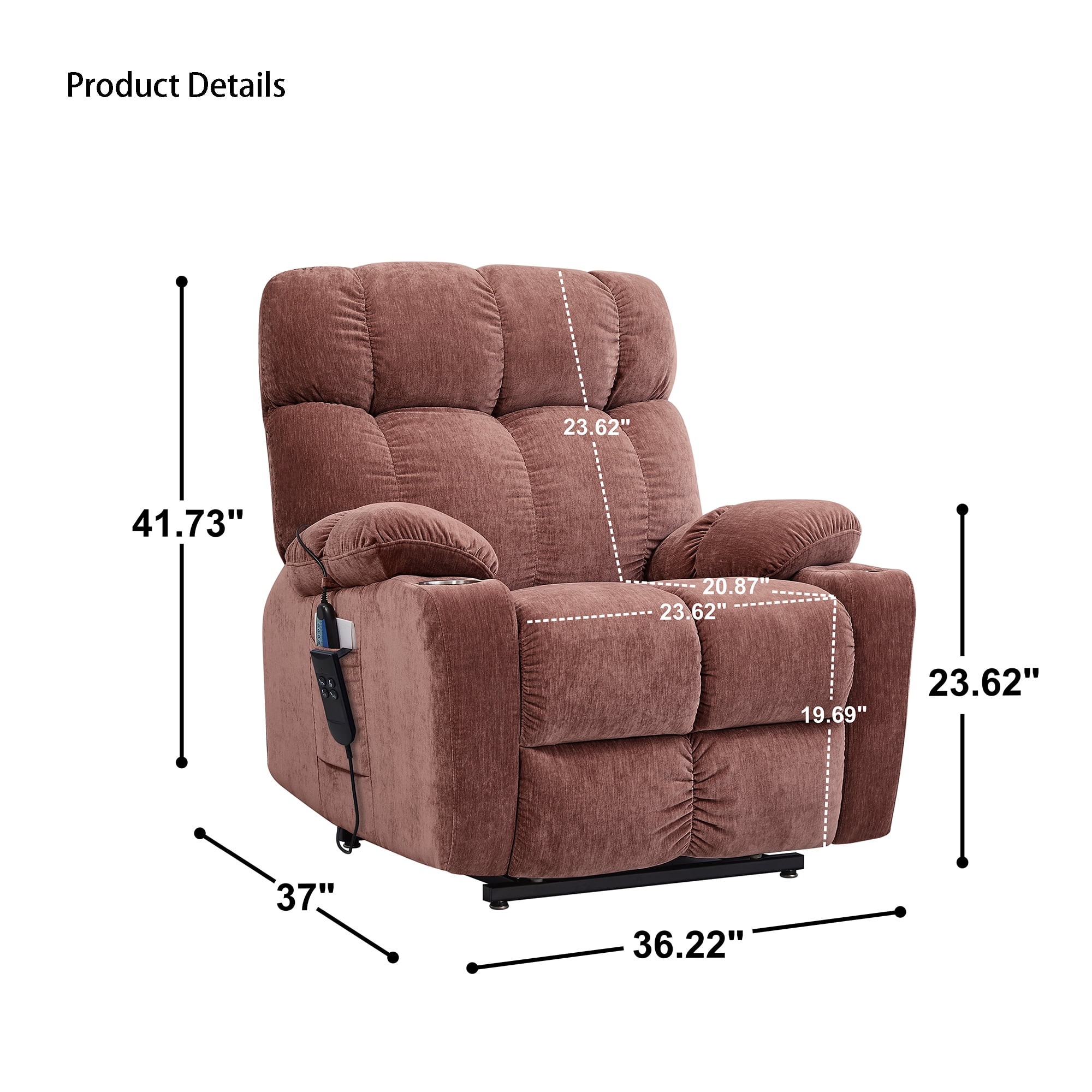 COZYJOY Leather Lay Flat Sleeping Dual Okin Motor Lift Chair Elderly  Infinity Position Recliner with Heated Massage with Lumbar Support Recliner  Up to