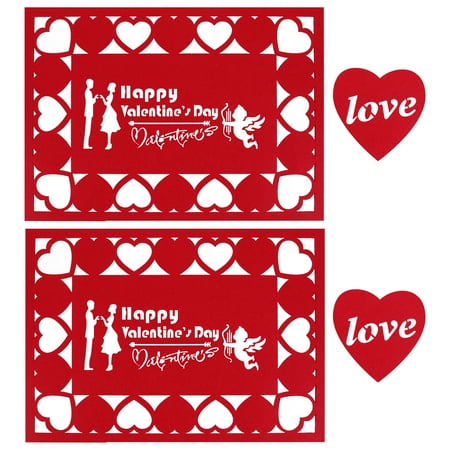 

HOMEMAXS 4pcs/ Set Valentine s Day Placemats Tabletop Coasters Party Tableware Mats
