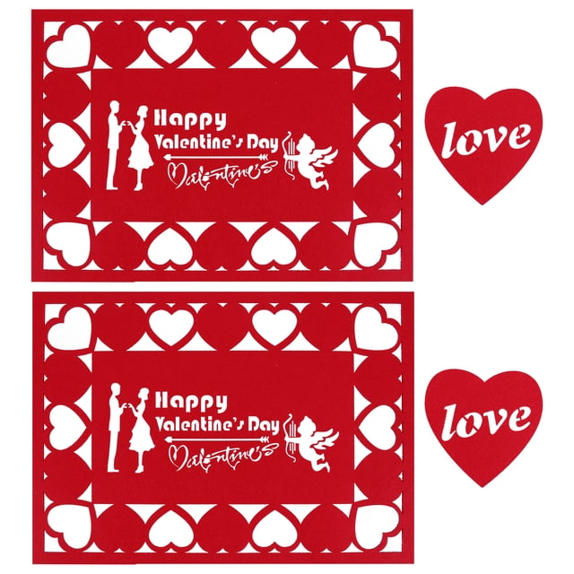 4pcs/ Set Valentine's Day Placemats Tabletop Coasters Party Tableware Mats