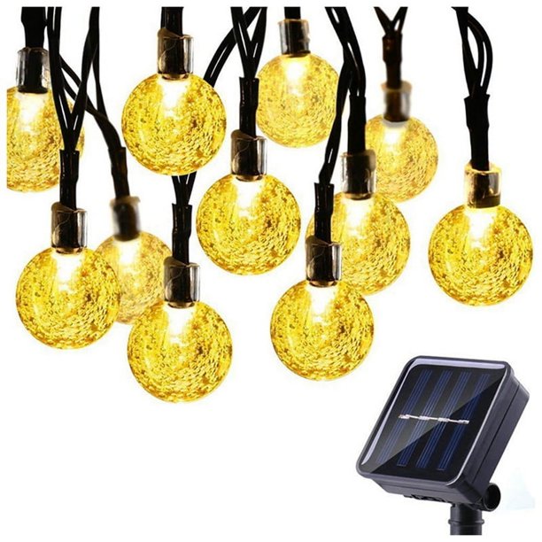 Bombillas de Luz Solar de 8 Modos Bola de Cristal 5M Luces de Cadena LED Guirnaldas de Luces de Hadas para la Fiesta de Navidad DecoracióN Al Aire Libre