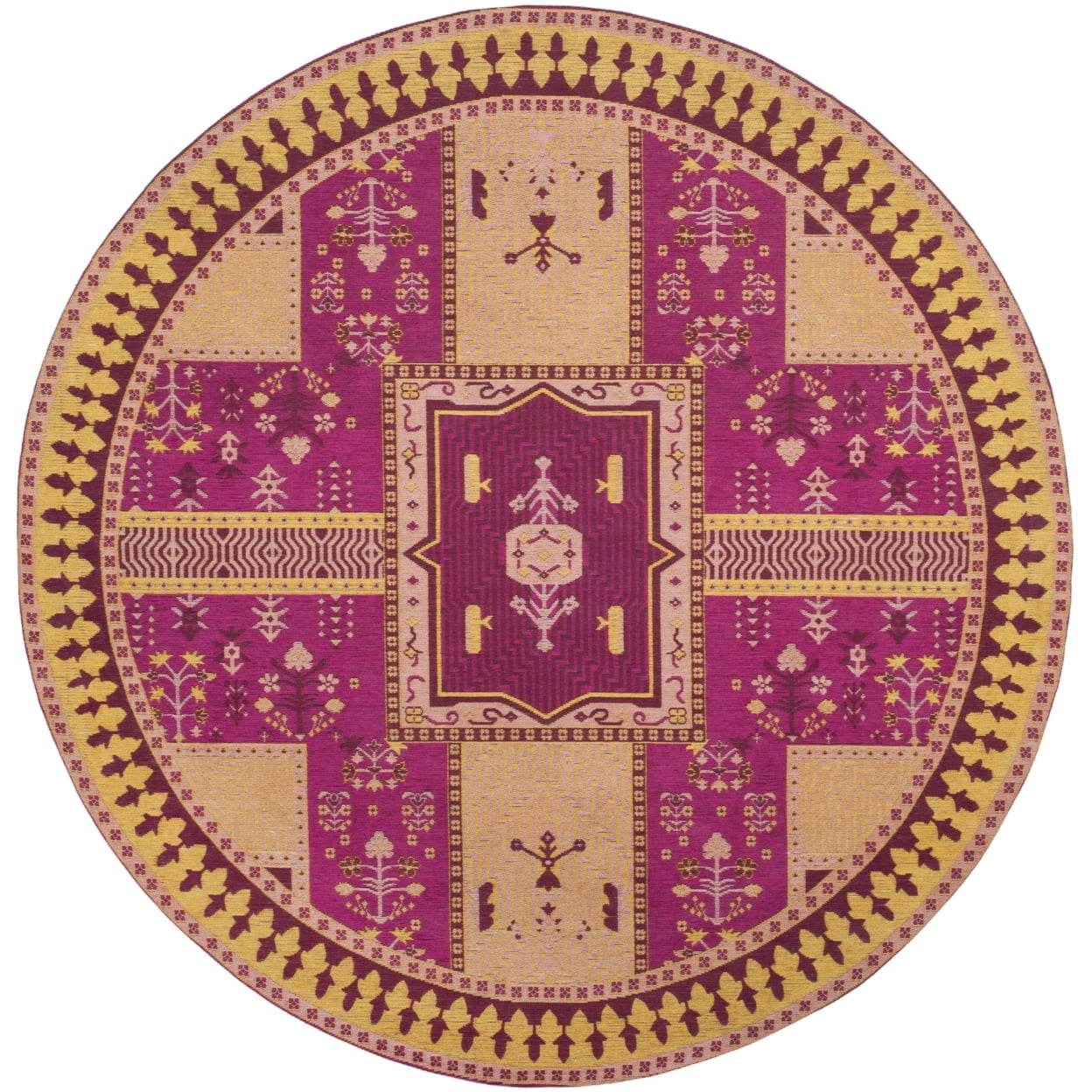 SAFAVIEH Classic Vintage Seanna Geometric Bordered Cotton Area Rug, Fuchsia/Gold, 4' x 6'