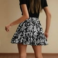 thumbnail image 5 of Delliss Summer Women's Print Short Skirts Casual Pleated Elastic Waist Skirts Dark Gray XXL, 5 of 8