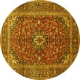 thumbnail image 1 of Ahgly Company Machine Washable Indoor Round Medallion Yellow Traditional Area Rugs, 3' Round, 1 of 4
