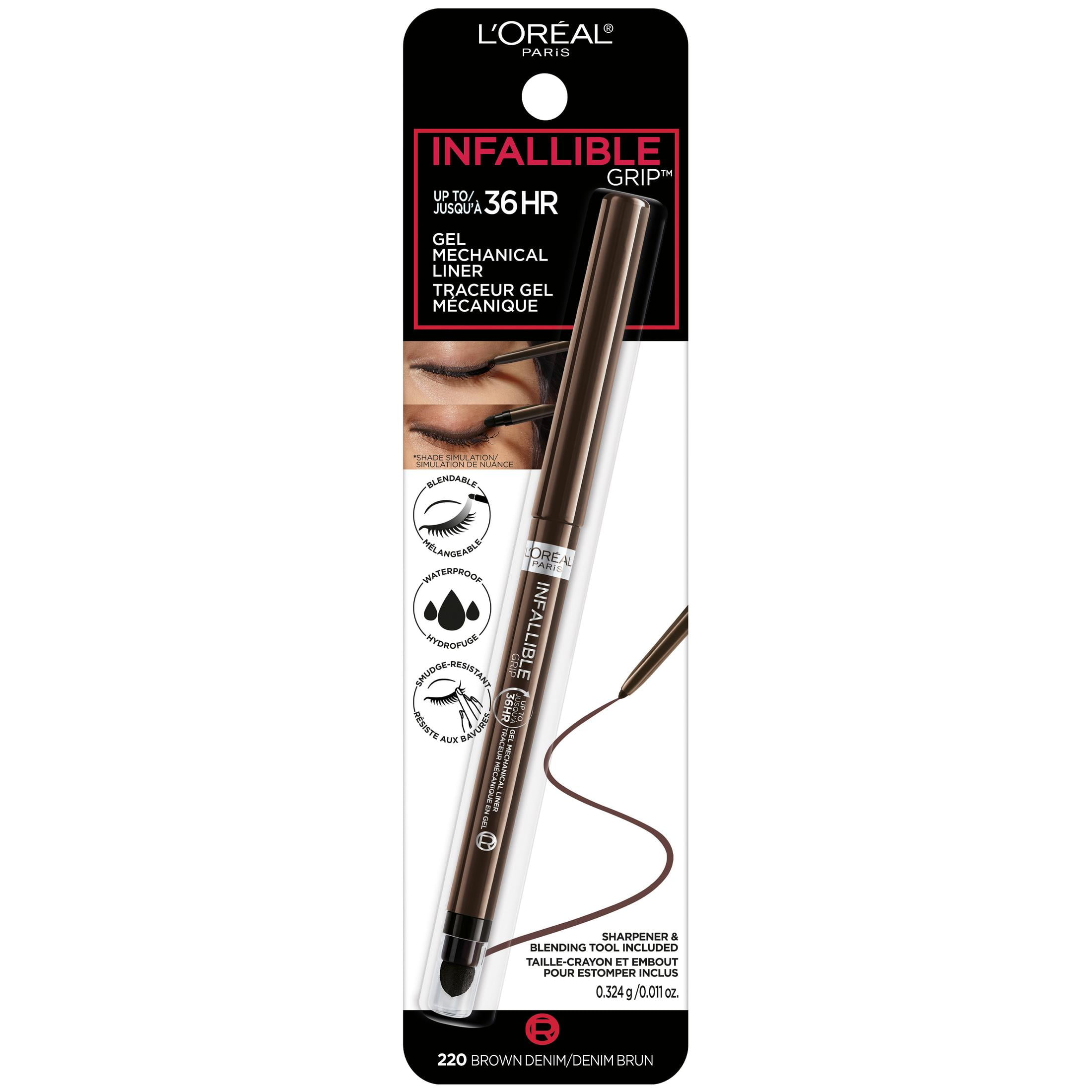 L'Oreal Paris Infallible Grip Mechanical Eyeliner Pencil, Waterproof Gel Eyeliner, Brown Denim, 0.011 oz