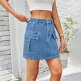 thumbnail image 6 of Yesfashion Clearance Jean Skirts for Women Denim Stretchy Cargo High Waisted Trendy Mini Skirt with Utility Pockets, 6 of 8