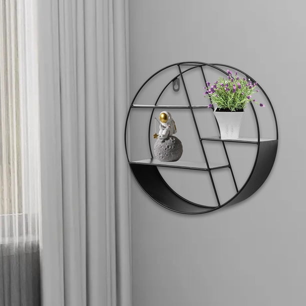Estante Flotante para Colgar en La Pared, Estantes Flotantes, Decoración, Organizador Multiusos Geométrico Circular, Estante de Almacenamiento para Do Negro