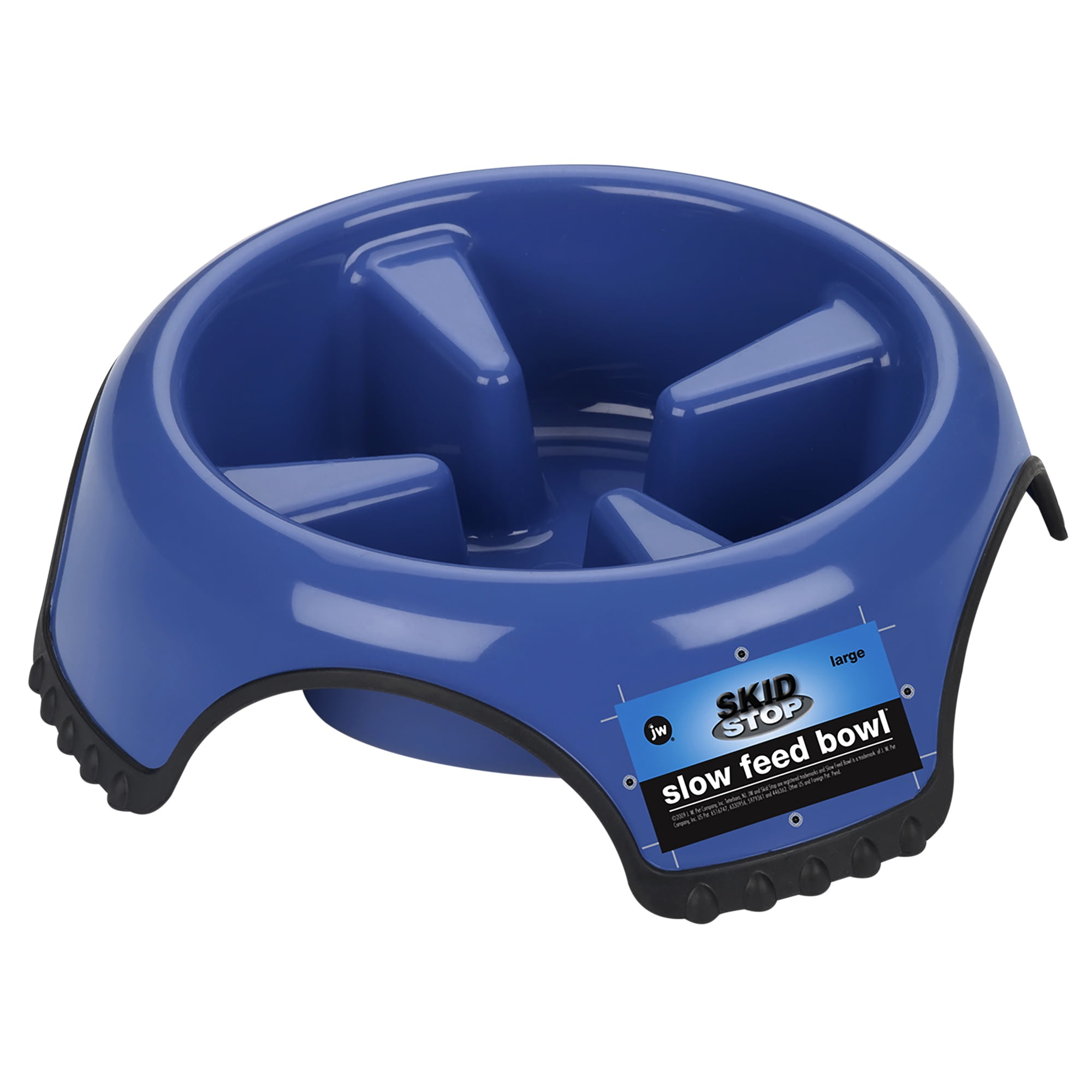 (3 pack) JW Pet Skid Stop Slow Feed Plastic Dog Bowl Rubber Base Feeder or Waterer, For Medium to Large Dogs, 3 Cup, Medium, Assorted Colors