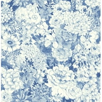NuWallpaper Indigo Empress Garden Vinyl Peel And Stick Wallpaper, 216-in by 20.5-in, 30.75 sq. ft.