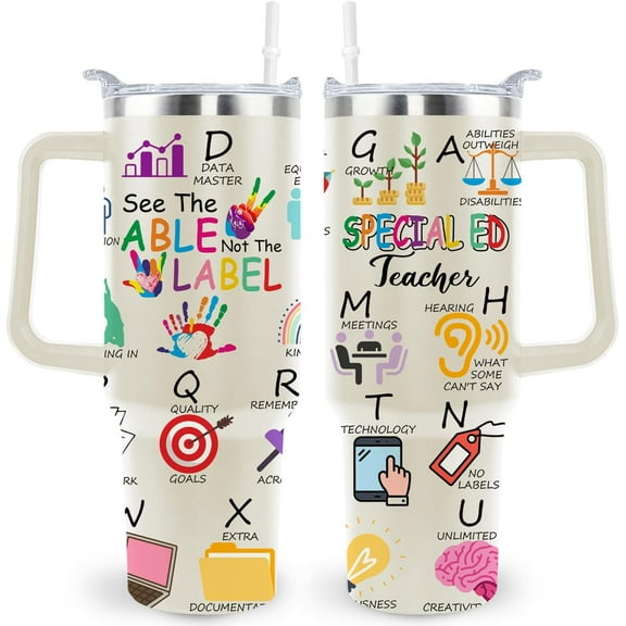 SPED Gifts Teacher Gift Special ED Insulated Tumbler Cup Special Education Teachers Appreciation Gifts For Women Men 40 Oz Travel Mug With Straw And Handle