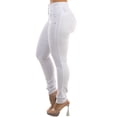 thumbnail image 5 of Moda Xpress Women's Juniors Stretchy Butt Lifting Mid Rise White Skinny Jeans 10319A, 5 of 6