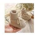 thumbnail image 3 of XIMIN Baby Booties Newborn First Walkers Cozy Shoes Sock Shoes Warm Hand Knit Soft Booties for Toddler Infant Boy Girl Cozy Shoes (9-12 Months, Beige), 3 of 3