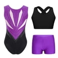 thumbnail image 2 of Hansber Girls Kids Gymnastics Outfits Sleeveless Crop Top Ballet Leotard with Shorts Set for Dance Class Purple 8, 2 of 6