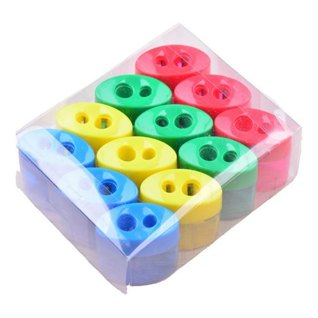 stanreset Lot de 12/lot Taille-Crayon à Double Trou Outil de Rasage Manuel en Graphite pour Enfants Nouveau Crayon à Double Trou