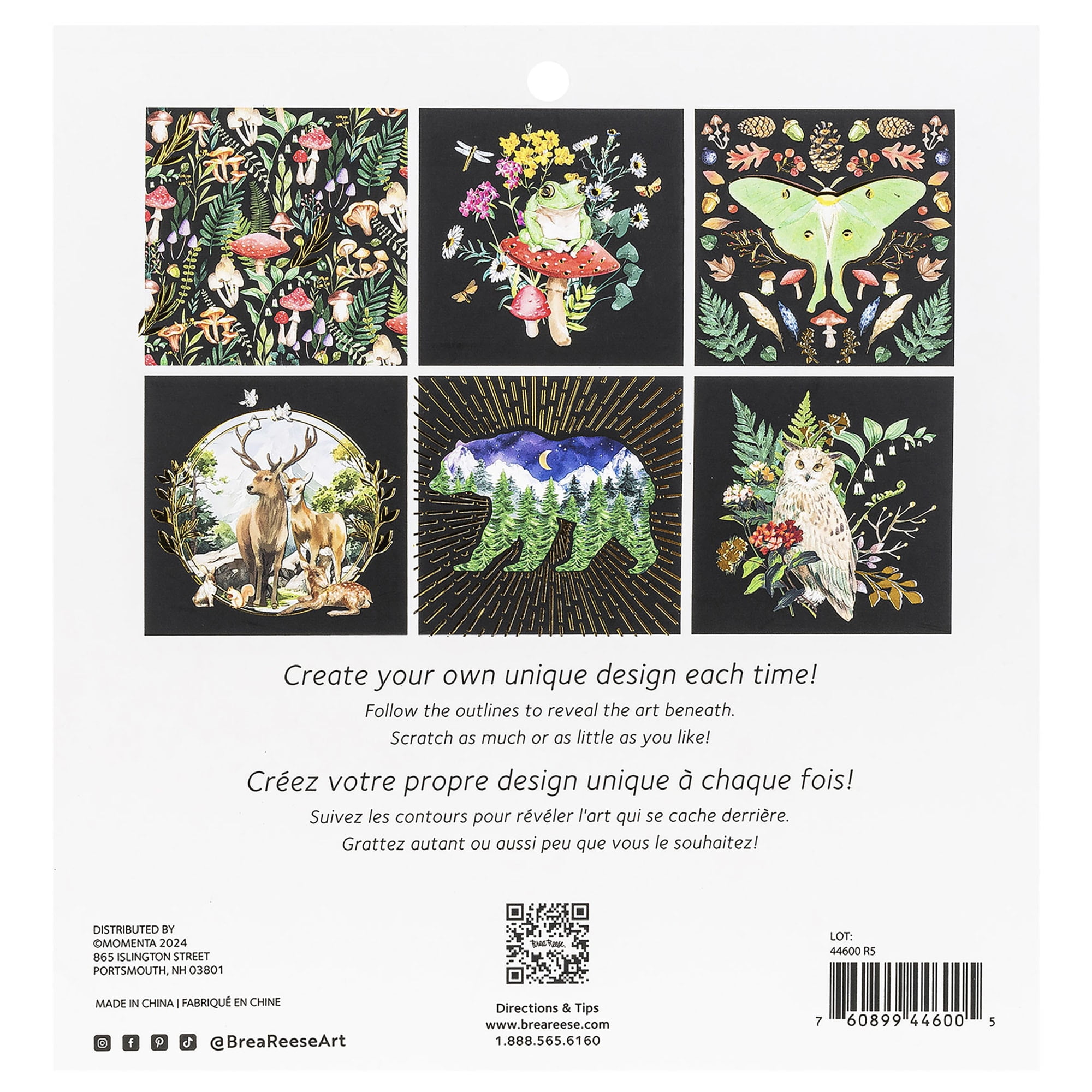 Brea Reese: Scratch Art Paper Pad - Nature - 12 Designs, 8x8" Tear Out Pages, Metallic Guided Art Kit, Adult Craft Activity, Mindful Relaxation