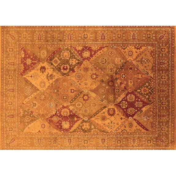 Ahgly Company Indoor Rectangle Oriental Orange Industrial Area Rugs, 5' x 8'