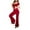 Red, variant on Loopsun Pajamas for Women Set, Women's Fashion Solid Ruffle Short Sleeve Lace Top and Long Pants Pajamas Sets Black M