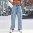 thumbnail image 5 of Pantalones Slim Fit Gibobby de calle de cintura alta para Mujer vaqueros con bolsillos grandes azul XS, 5 of 5