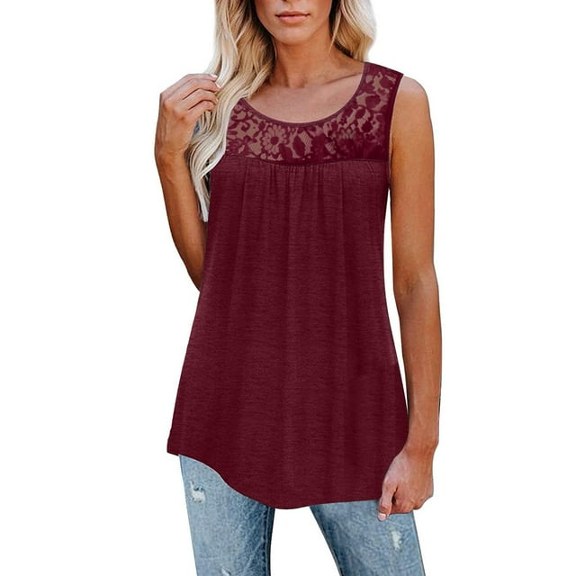 Kcodviy Chemise pour Femmes Sans Manches Ample Décontractée Haut Stylé 2 Hauts Chemises 2TG Hauts pour Femmes 5X Hauts pour Femmes 3X Chemises Sans Manches 2X Hauts pour Dames