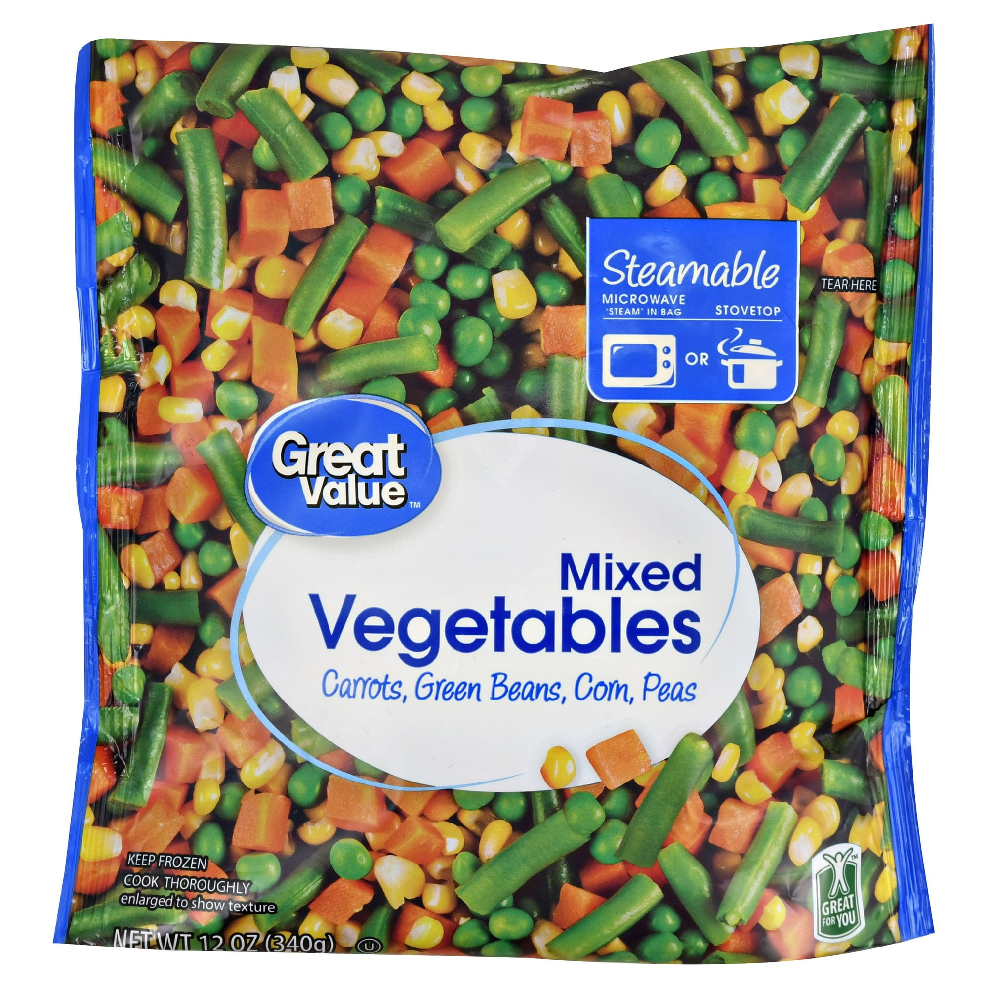 Great Value Mixed Vegetables, 12 oz Steamable Bag (Frozen)