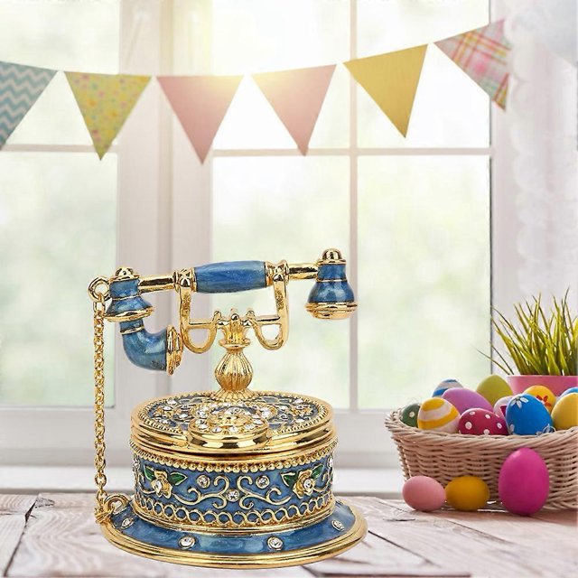 Retro Telephone Model Zinc Alloy Trinket Vintage Enamel Craft Decoration