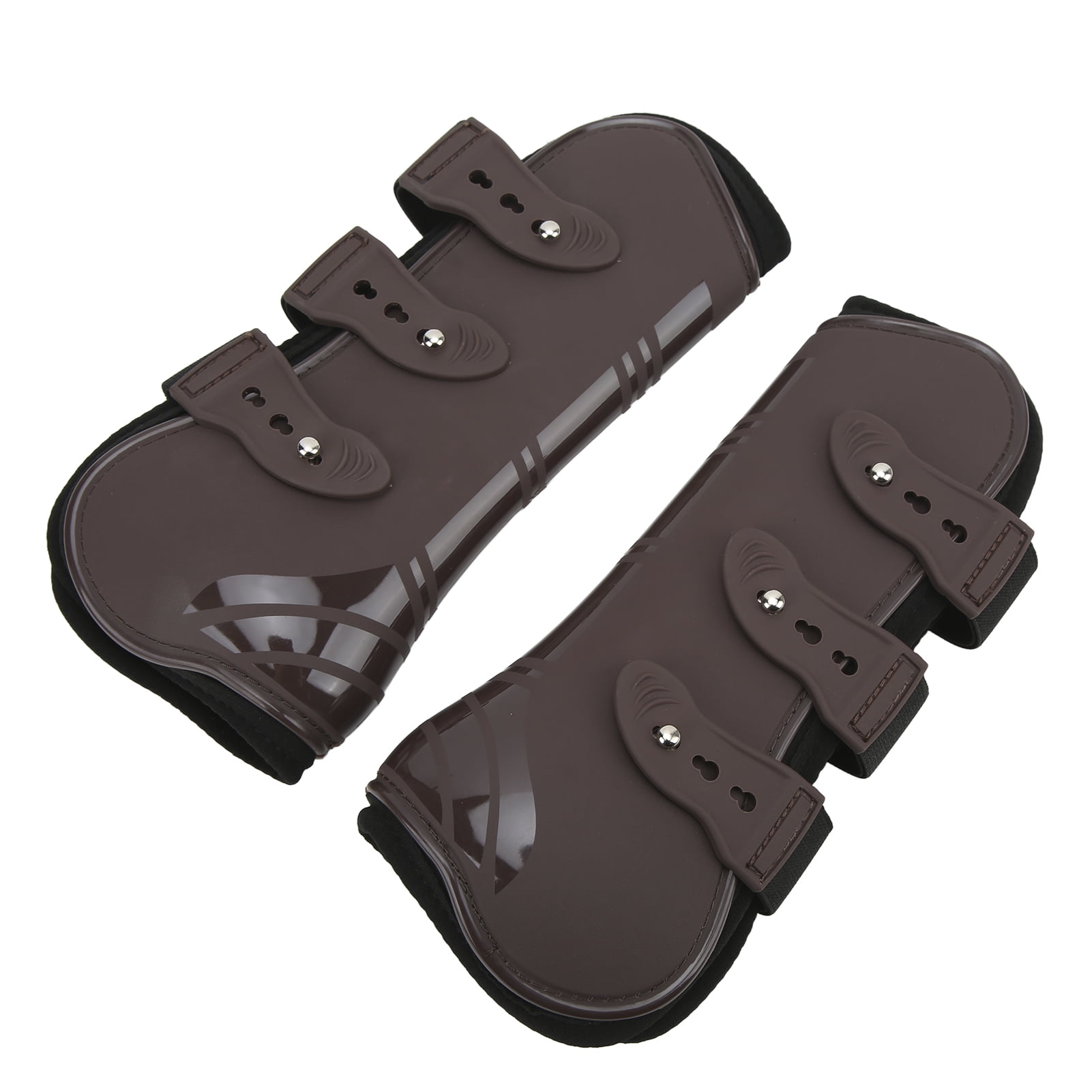 YAHHU 2Pcs PU Neoprene Horse Front Leg Guard Boots, Protective Equestrian Riding Jumping Tendon Support Boots with Hook & Loop Fastener, Brown, Size XL (10.24 inches / 26 cm)