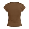 thumbnail image 5 of Daznico Women's V Neck Wrap Front Short Sleeve Slim Fit Basic T Shirt Casual Summer Tops,XL, 5 of 5