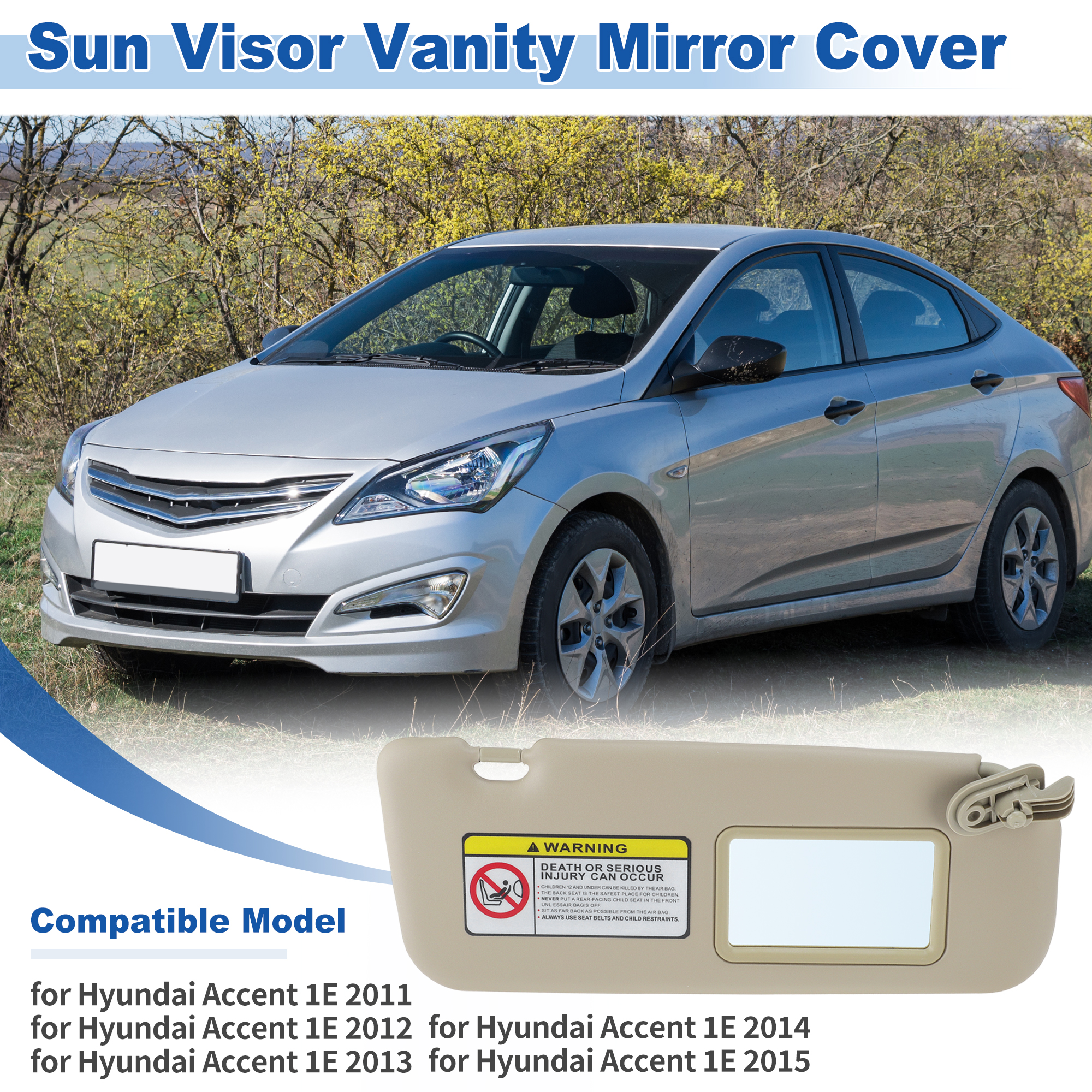Unique Bargains Right Side Sun Visor Assembly for Hyundai Accent 1E 2011-2015 Beige