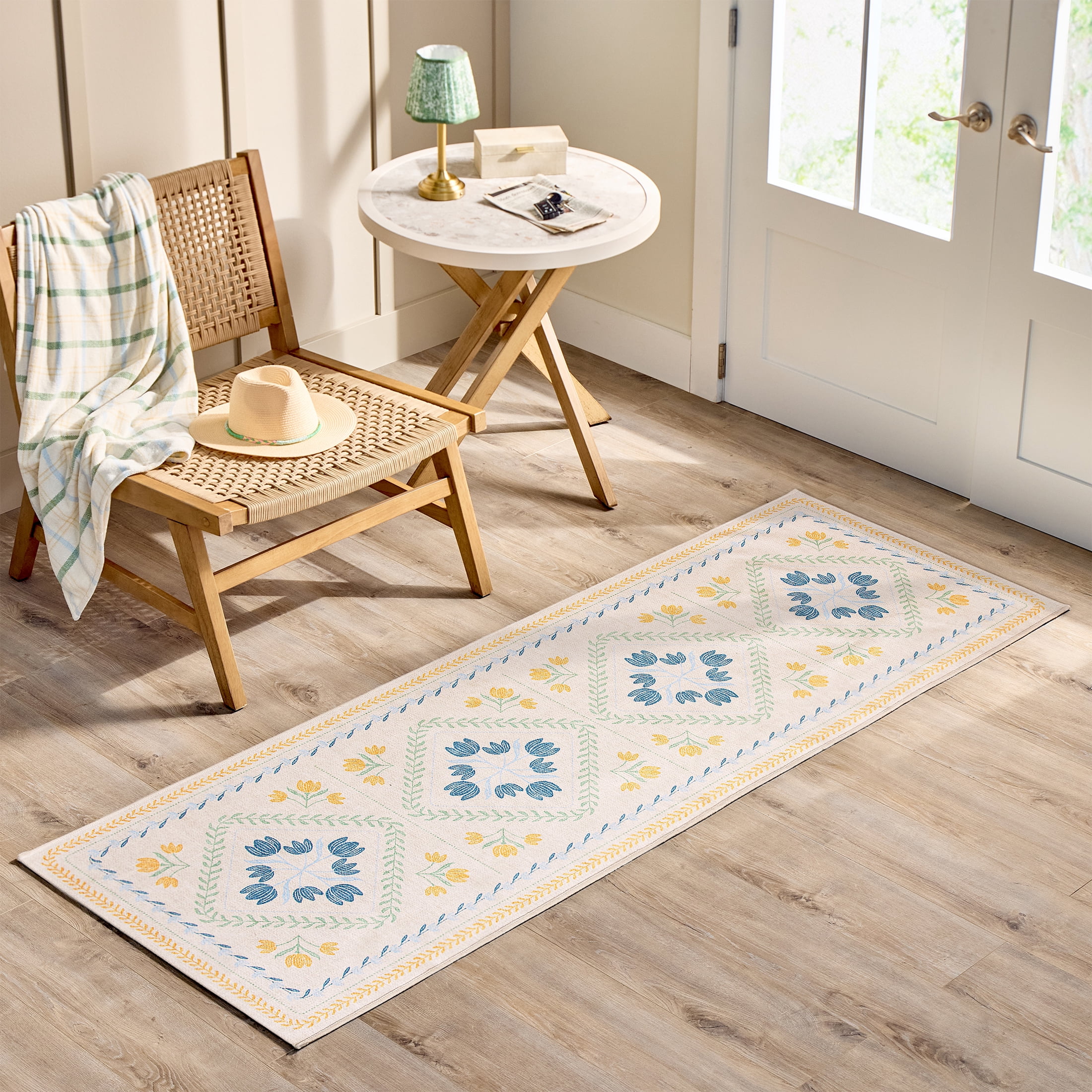 Better Homes & Gardens Blue & Yellow Soliel Floral 30" x 84" Runner Rug