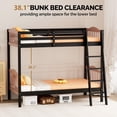 thumbnail image 6 of Ktaxon Twin over Twin Bunk Bed, Solid Wood Bed Frame with Guardrails, Space Saving Design for Bedroom, Black&Brown-Basic Version, 6 of 8
